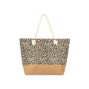 Ria Fashions Leopard Printed Tote Bag - Brown - Measures 19.75" x 13" x 5.75"